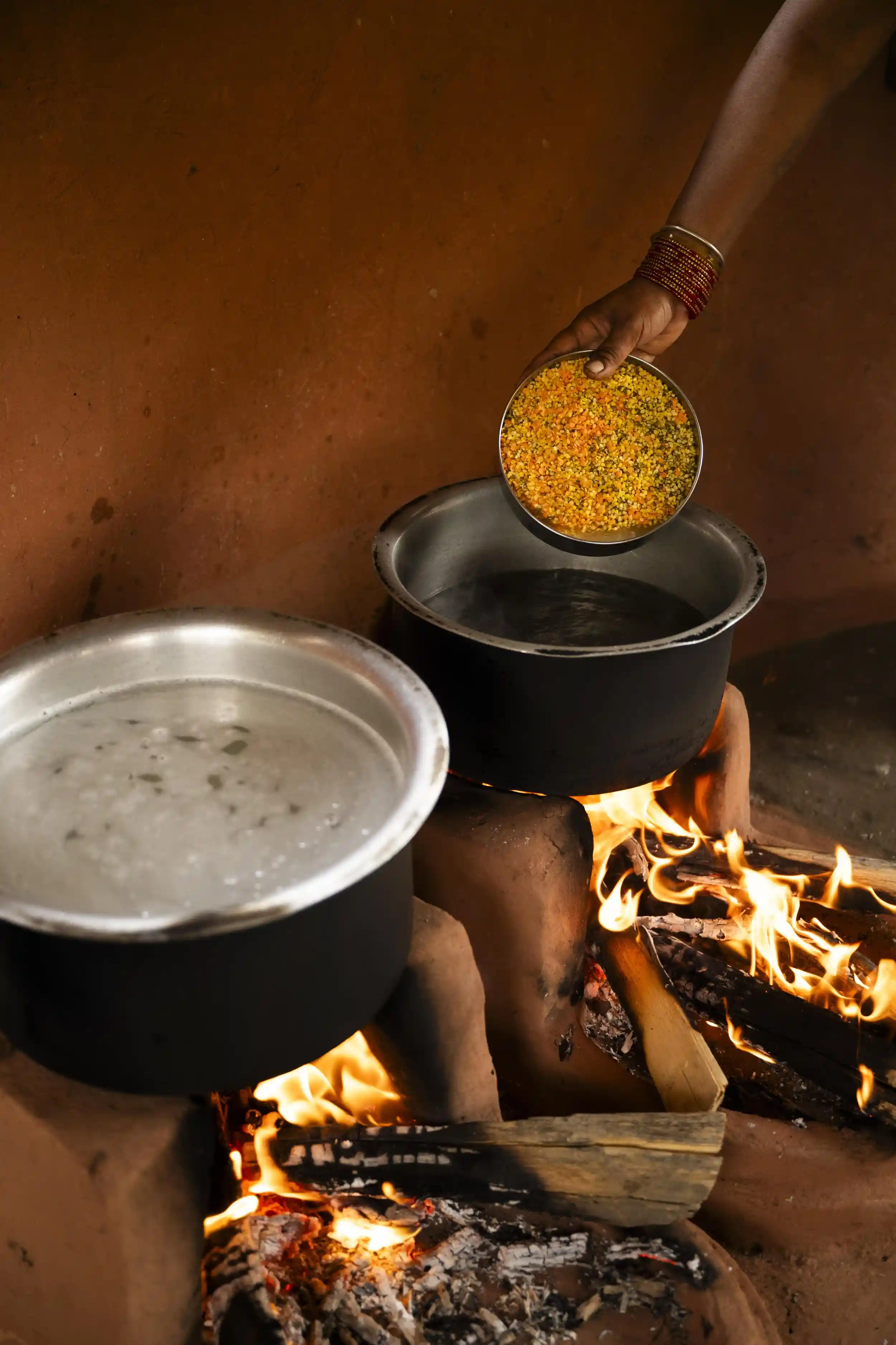 Traditional cooking over an open wood fire