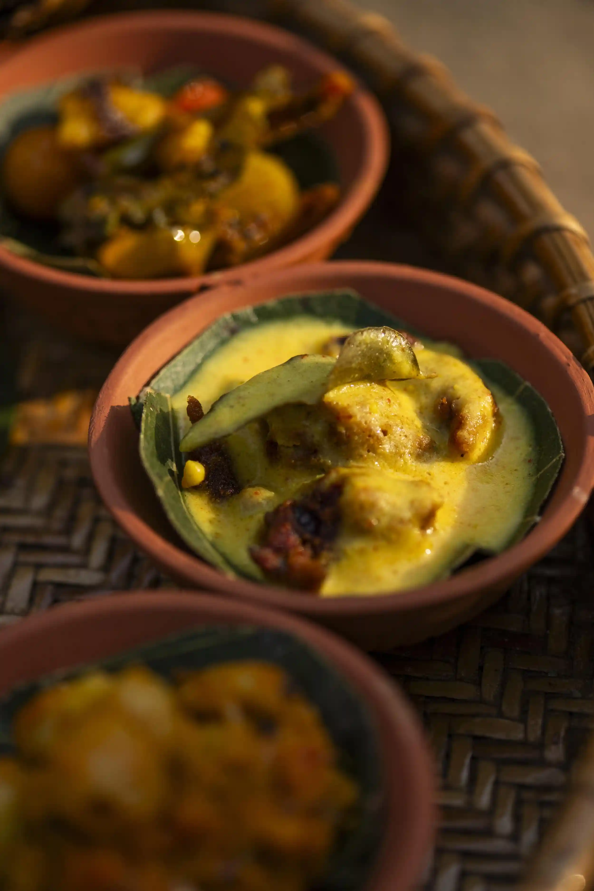 Traditional dishes served in earthen bowls