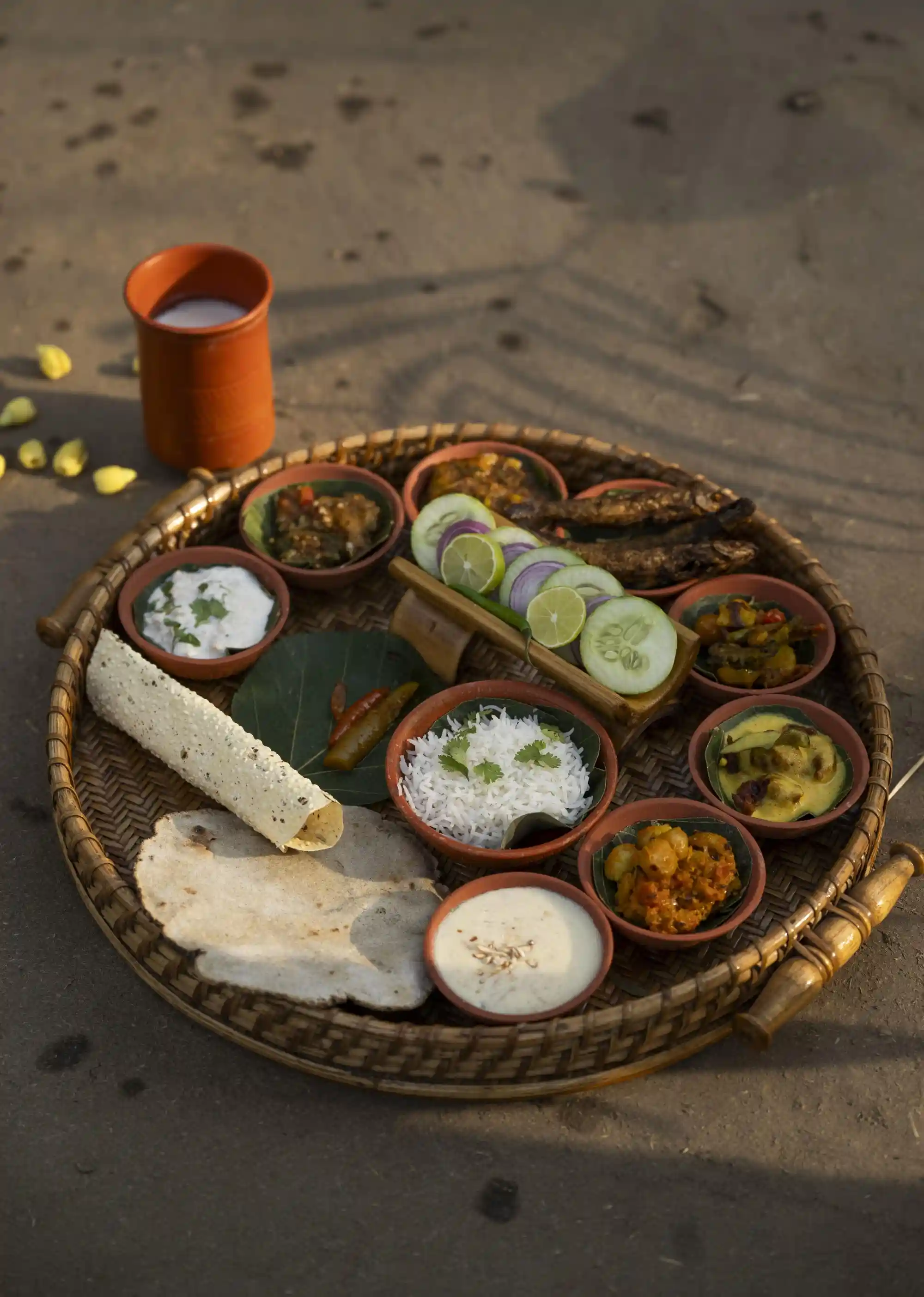 Traditional Satpura thali served outdoors