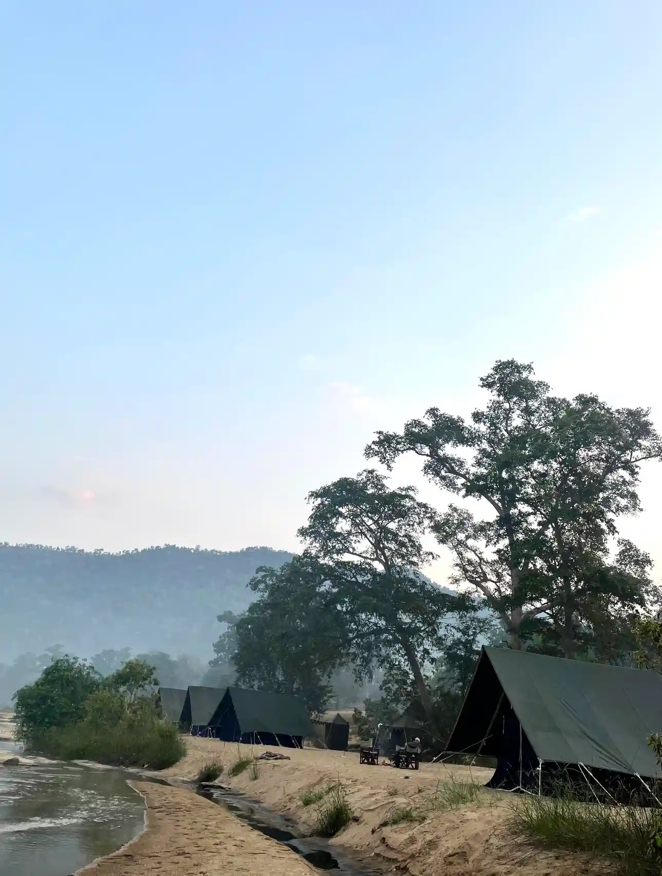 Tented camp beside the Satpura landscape
